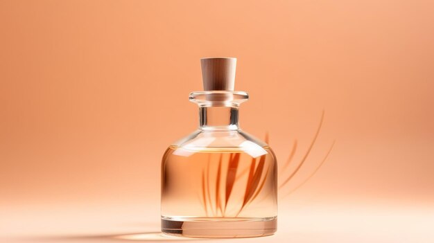 A bottle of perfume with a flower on the top