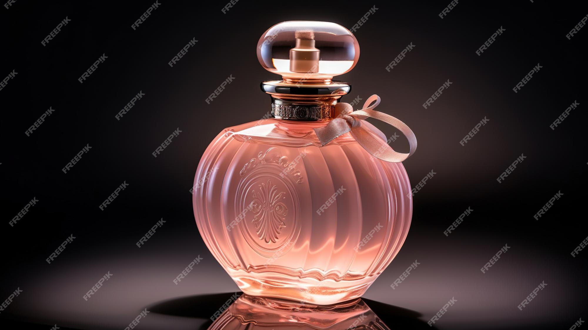 Premium Photo  A bottle of perfume with a pink label that says