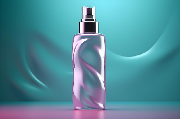 A bottle of perfume with a pink label