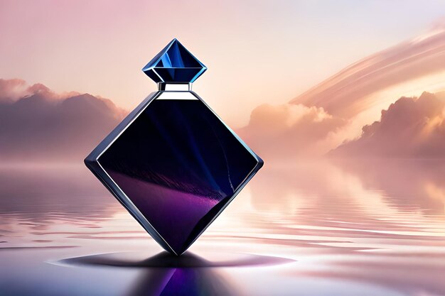 Premium AI Image | A bottle of perfume with a purple background