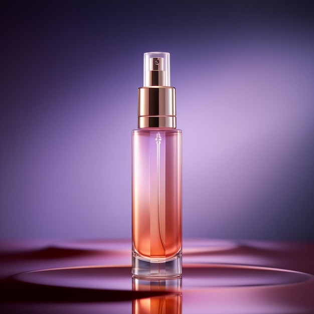 Premium Photo | A bottle of perfume with a purple background.