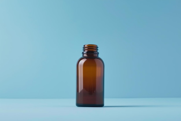 Photo bottle of pills on blue background