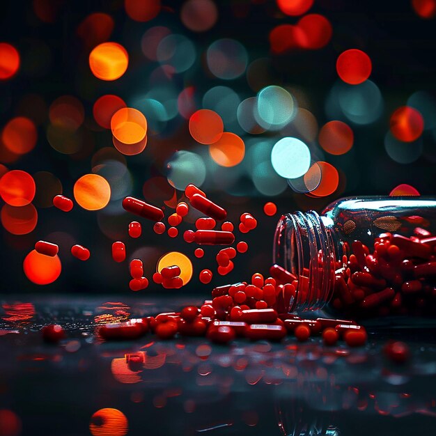 Photo a bottle of pills that is on a table