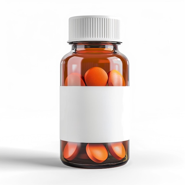 Foto una bottiglia di pillole con un'etichetta bianca che dice l'arancia su di essa