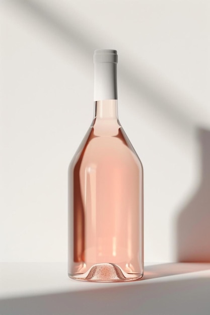 테이블 위에 핑크 와인 한 병이 놓여 있다