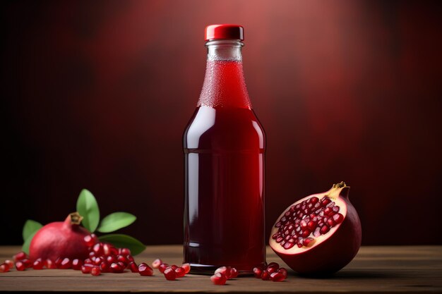 Bottle of pomegranate syrup Fruits Healthy Fitness Ad Bottle Drink