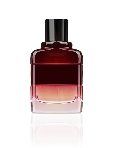 Bottle red color of perfume isolated of white background