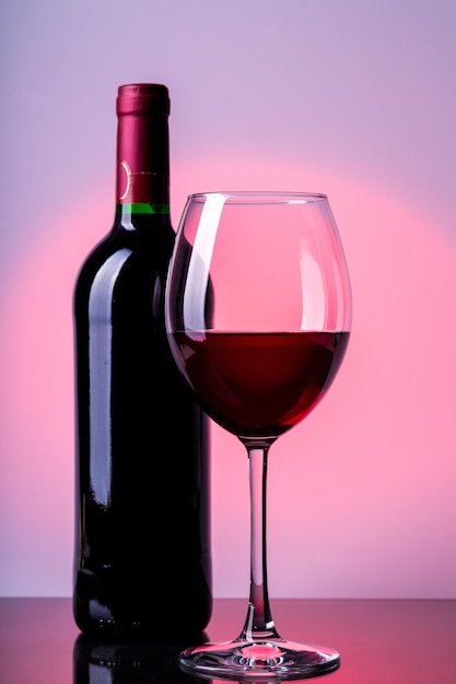 Bottle of Red Wine and Glass