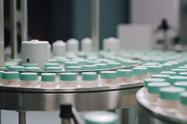 Bottle research product medicine jar cosmetic care cream beauty laboratory Generative AI