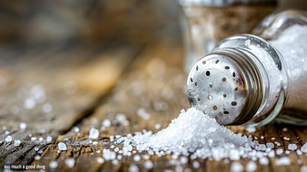 Photo a bottle of salt sits next to a pile of salt