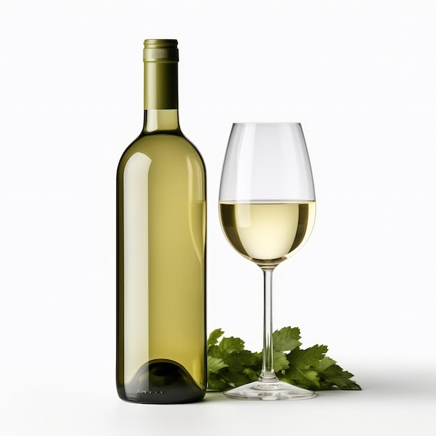 Photo a bottle of sauvignon blanc wine side view isolated on white background