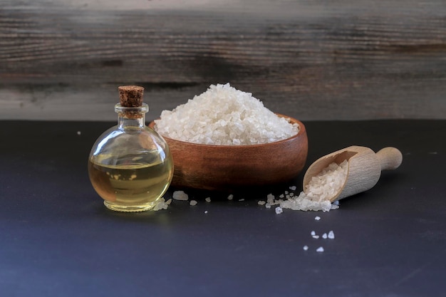 A bottle of sea salt next to a bottle of sea salt.