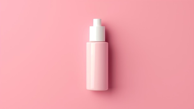 Photo bottle of soap placed on a vibrant pink background creating a striking contrast