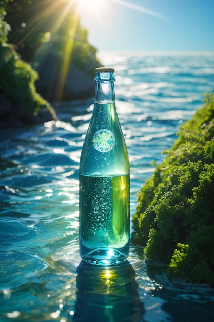 A Bottle of Sparkling Water Refreshing Illustration