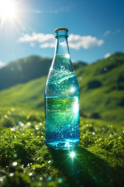 A Bottle of Sparkling Water Refreshing Illustration