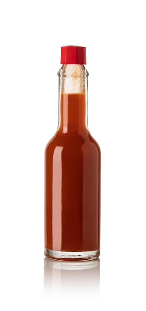 Photo bottle of spicy on a white