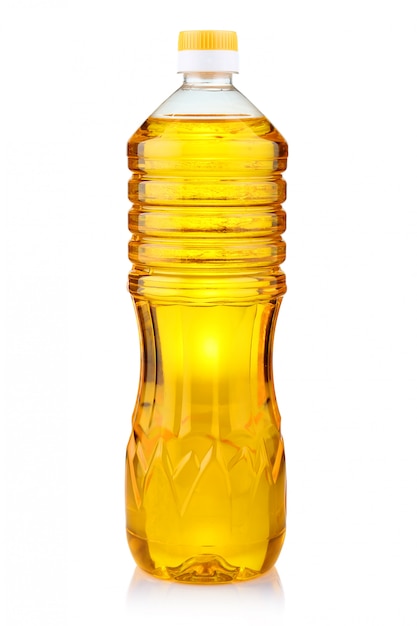 Bottle of sunflower oil isolated on white