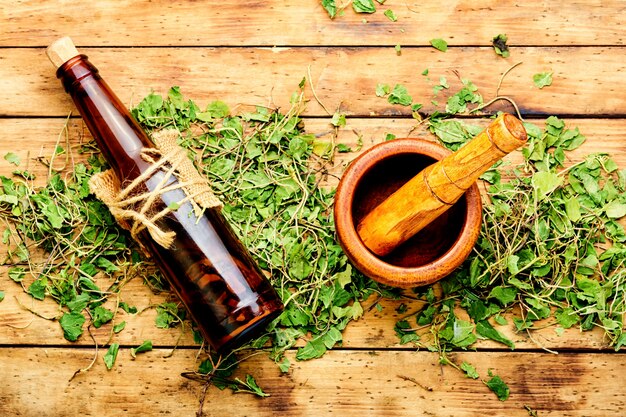 Bottle of tincture of medicinal herbs