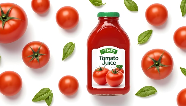 Photo bottle of tomato juice isolated on a white background