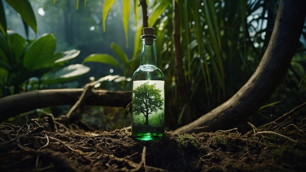 a bottle of tree with a tree on the label