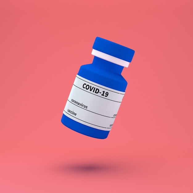 Bottle of vaccine for covid-19 coronavirus. 3d illustration. Conceptual illustration of vaccine bottles for novel coronavirus covid. 3d render.