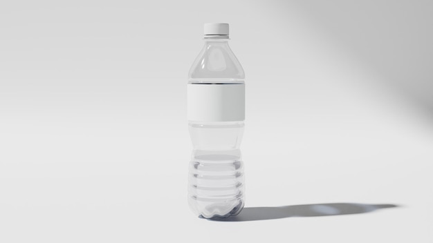 a bottle of water sitting on a white surface