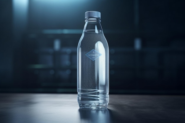 A bottle of water with a diamond logo on it