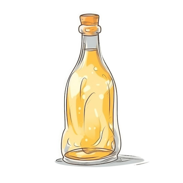 Photo bottle on a white background cartoon style ai generative