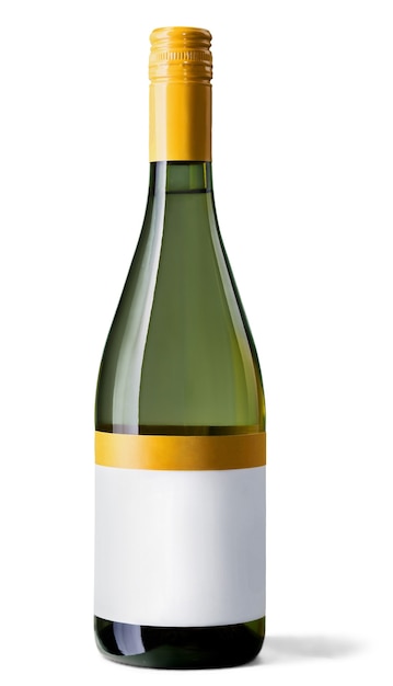 Bottle of white wine on white background