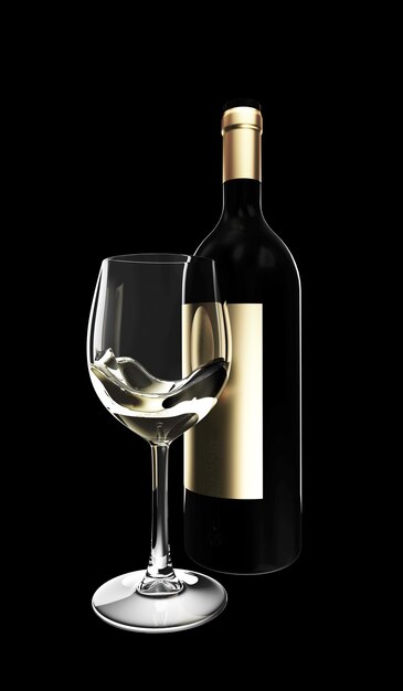 Bottle of White Wine with glass on dark