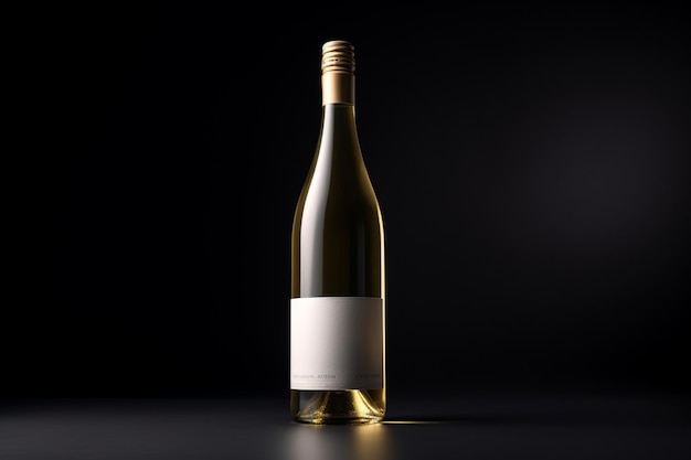 A bottle of white wine with a label that says'wine'on it