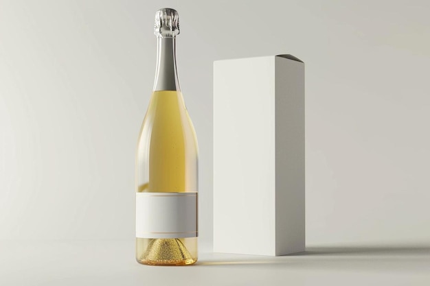 Photo a bottle of wine next to a box