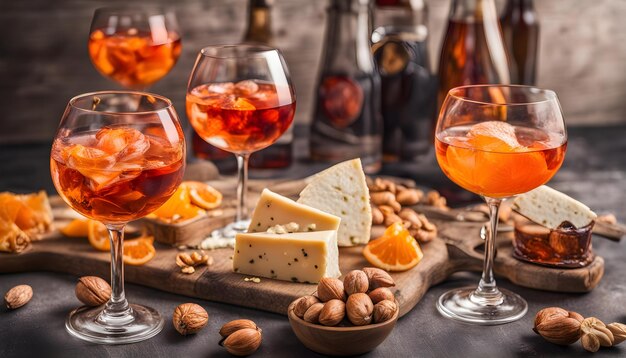 a bottle of wine and cheese and a glass of wine with a cheese and nuts