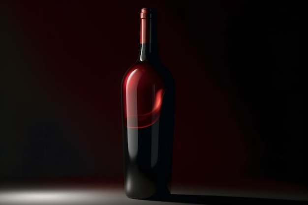 Bottle of wine on a dark background Beaujolais Nouveau Neural network AI generated