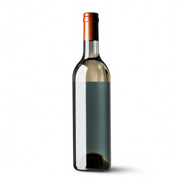흰색 배경에 고립 된 와인 한 병