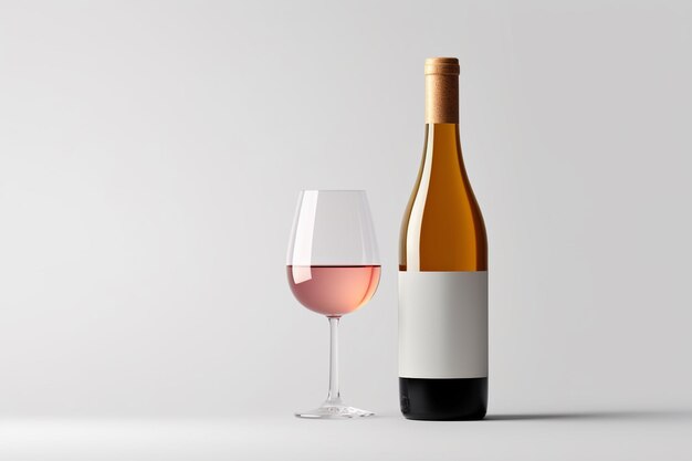 A Bottle of wine mockup on a white background