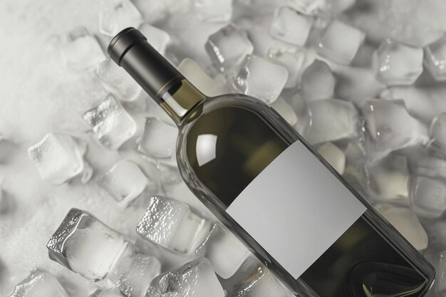 Photo a bottle of wine sitting on top of ice