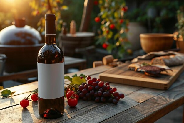 A bottle of wine sitting on top of a wooden table