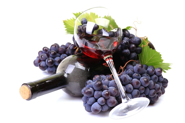 A bottle of wine on a white background