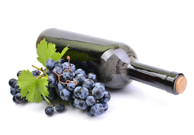 A bottle of wine on a white background