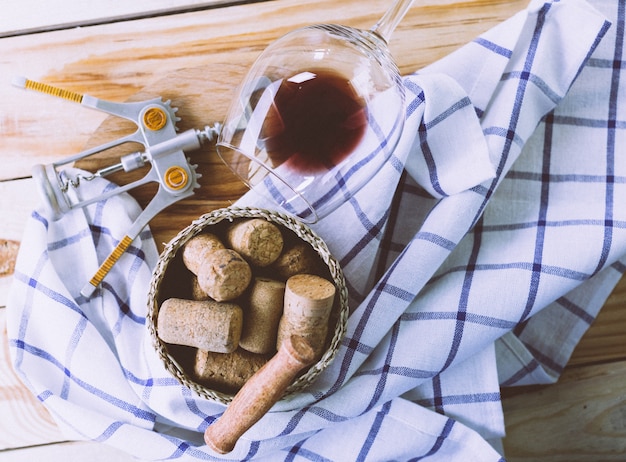 Bottle of wine with wine glass