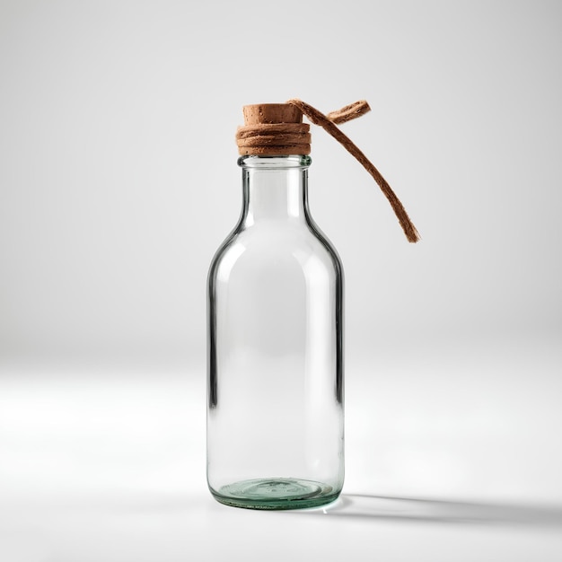 a bottle with a brown handle and a brown rope on it