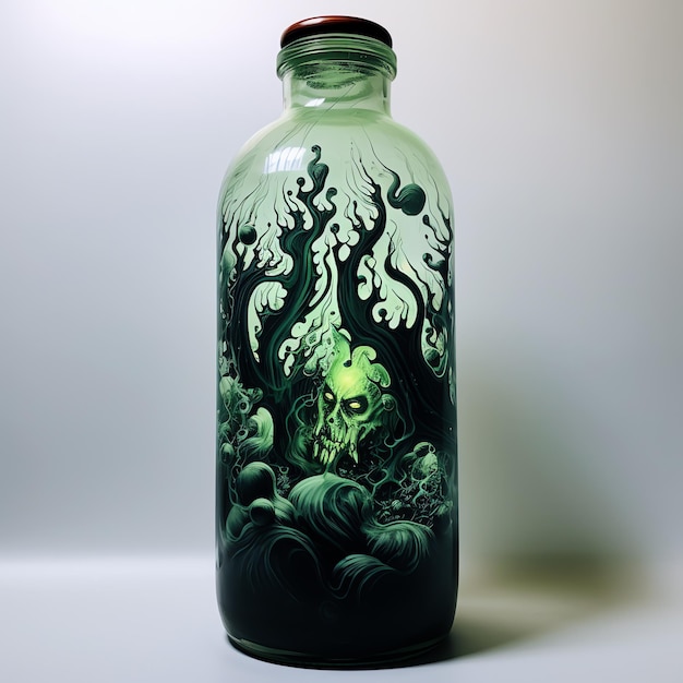 Photo a bottle with a demon inside