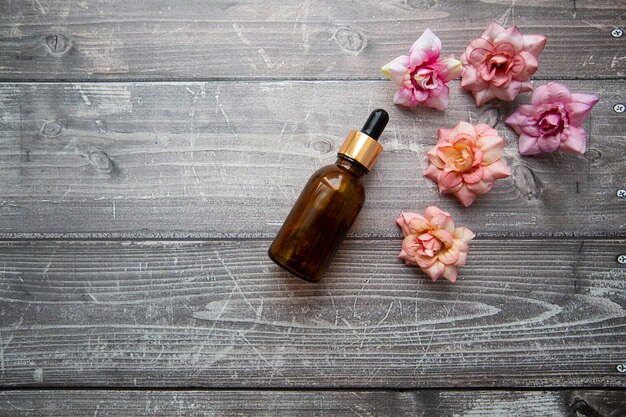 bottle with hyaluronic serum for cosmetic and beauty treatments