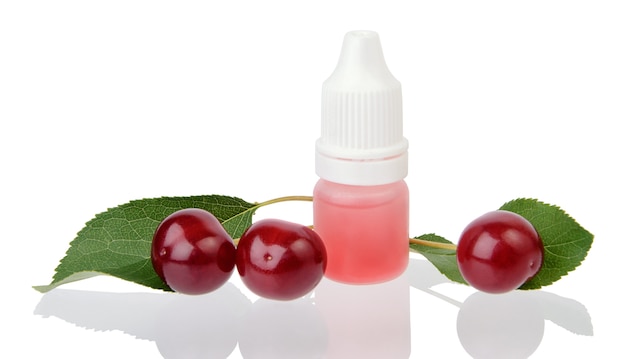 Bottle with liquid for smoking with cherry flavor