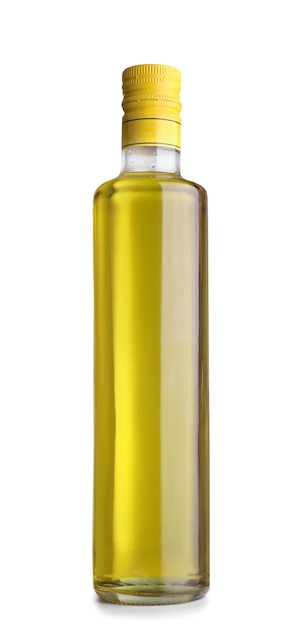 bottle with olive oil on white background