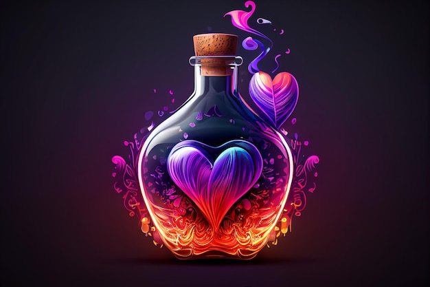 Bottled love potion magic sorcery love potion stylization Generative AI