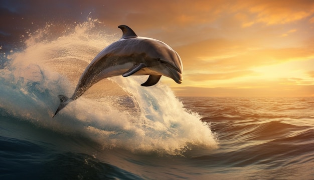 Bottlenose Dolphin Jumping Through The Waves 1