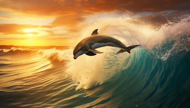 Bottlenose Dolphin Jumping Through The Waves 1