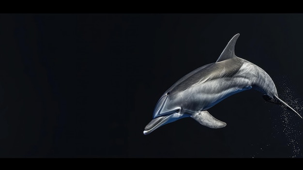 Photo bottlenose dolphin in the solid black background